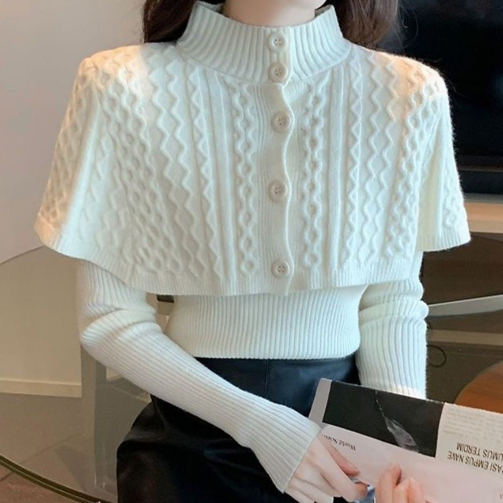 ケーブルニットケープアンサンブル|オフィスカジュアル レディース 通販【ミレジェネ】