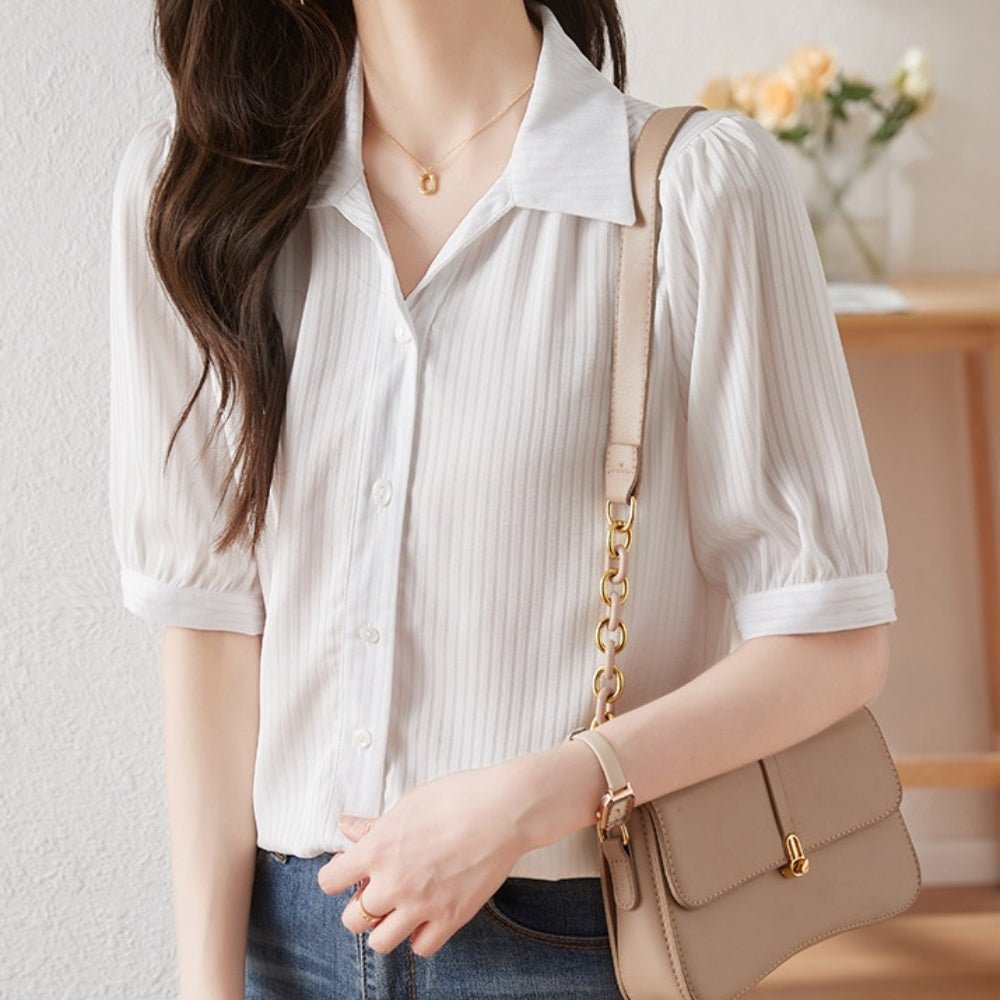 スキッパー襟シフォンブラウス|オフィスカジュアル レディース 通販【ミレジェネ】