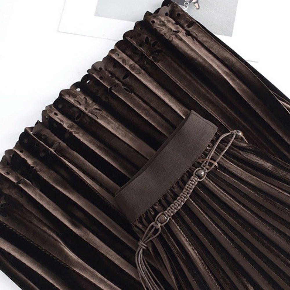 ベルベットプリーツロングスカート|オフィスカジュアル レディース 通販【ミレジェネ】