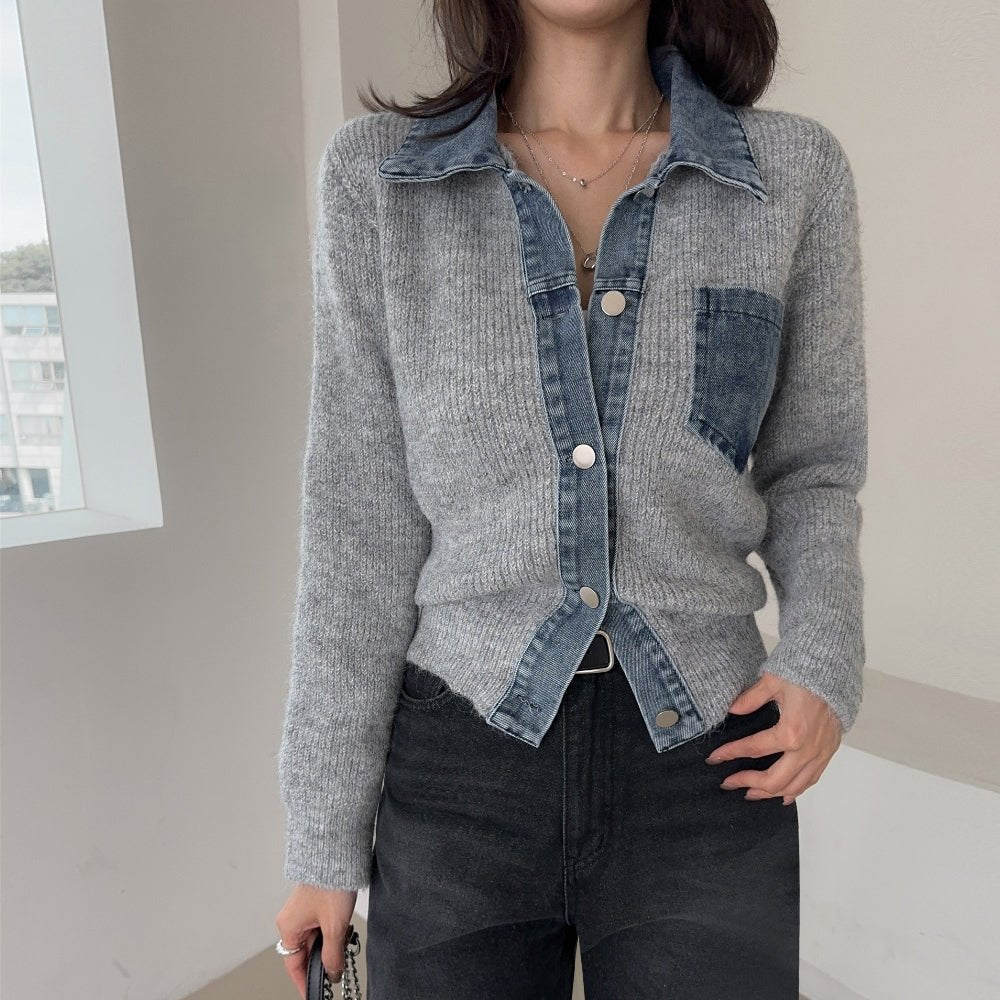 ニットデニム切替カーディガン|オフィスカジュアル レディース 通販【ミレジェネ】
