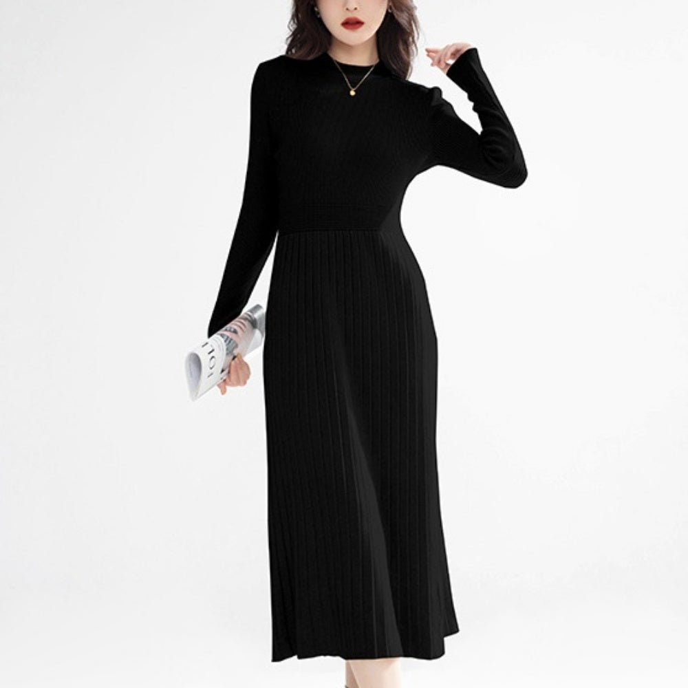 プリーツ風リブニットワンピース|オフィスカジュアル レディース 通販【ミレジェネ】