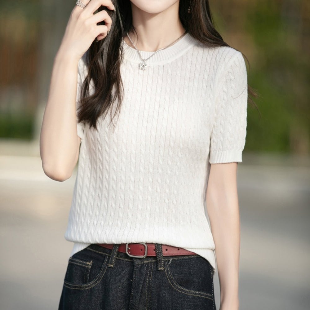 ケーブル編みニットトップス|オフィスカジュアル レディース 通販【ミレジェネ】