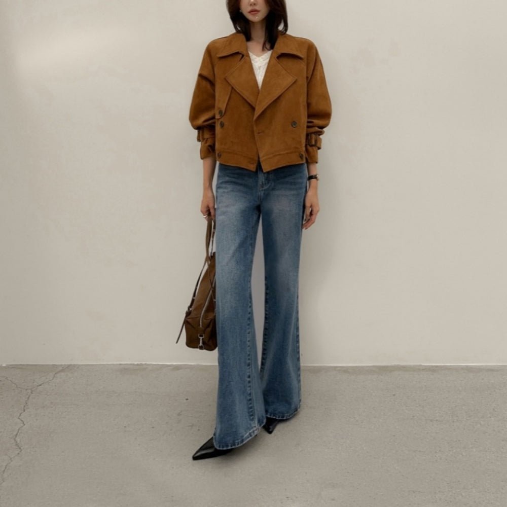 スエードショートトレンチコート|オフィスカジュアル レディース 通販【ミレジェネ】