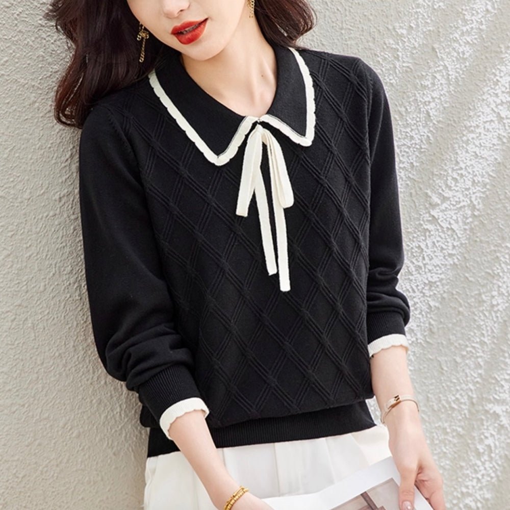 襟付きリボンニット|オフィスカジュアル レディース 通販【ミレジェネ】