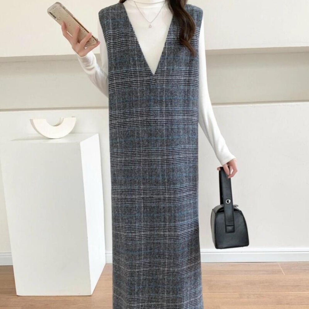 チェック柄ロングジャンパースカート|オフィスカジュアル レディース 通販【ミレジェネ】