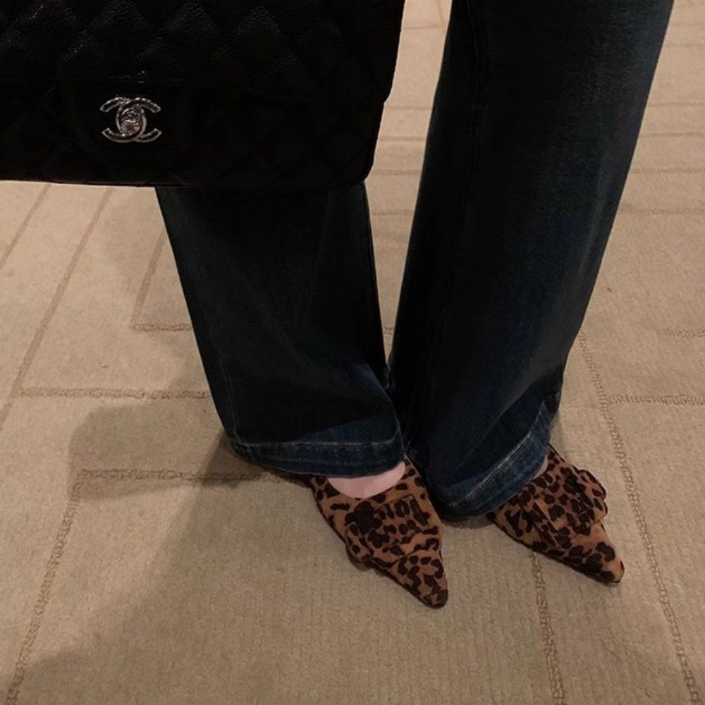 ヒョウ柄スクエアバックルパンプス|オフィスカジュアル レディース 通販【ミレジェネ】