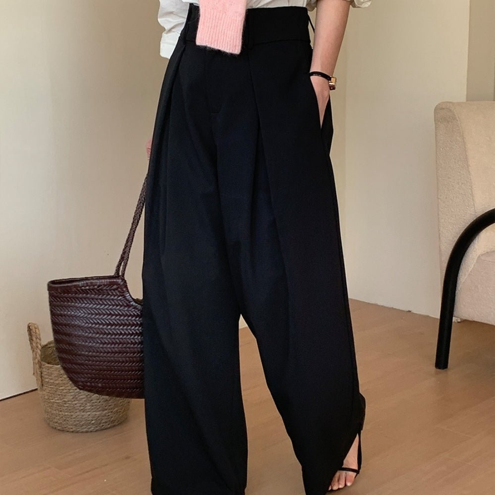 フロントワイドタックハイウエストパンツ|オフィスカジュアル レディース 通販【ミレジェネ】