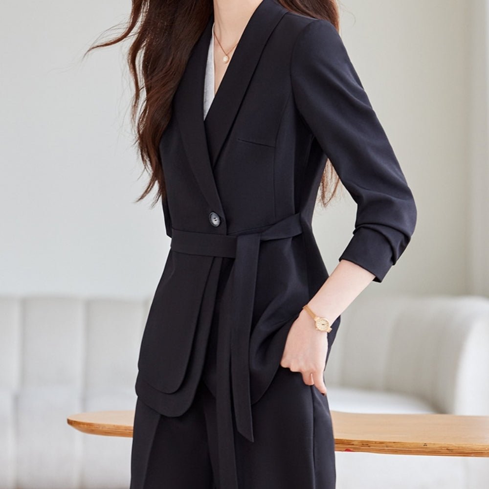 ウエストマークロングジャケット・ワイドパンツセットアップ|オフィスカジュアル レディース 通販【ミレジェネ】