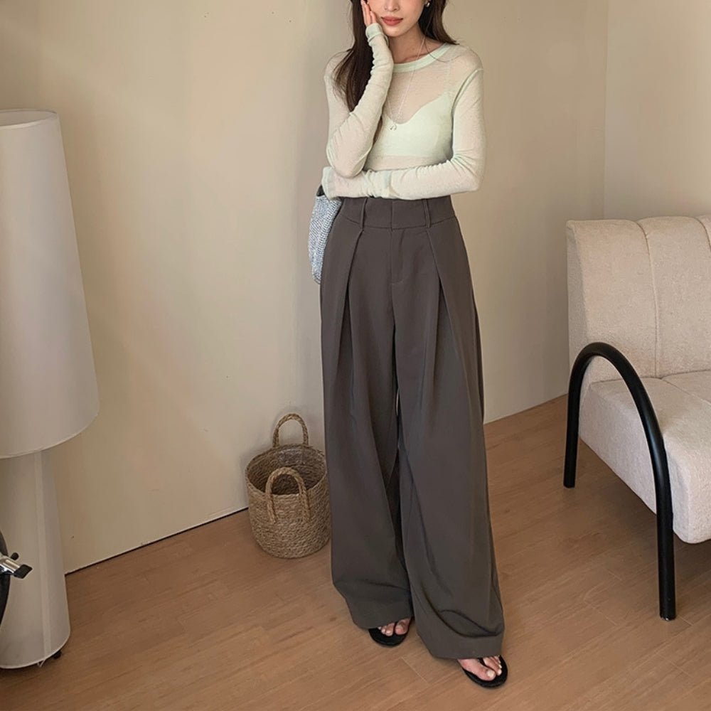フロントワイドタックハイウエストパンツ|オフィスカジュアル レディース 通販【ミレジェネ】