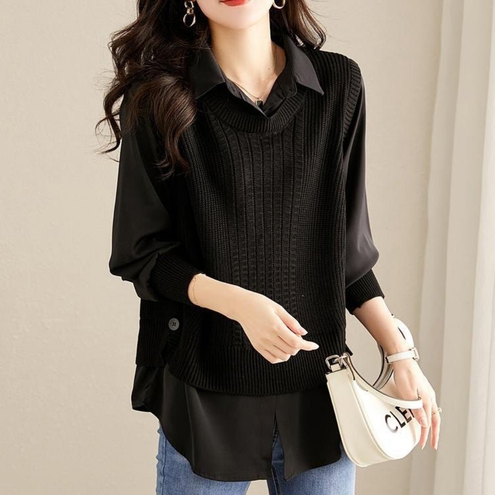 レイヤードニット長袖ブラウス|オフィスカジュアル レディース 通販【ミレジェネ】
