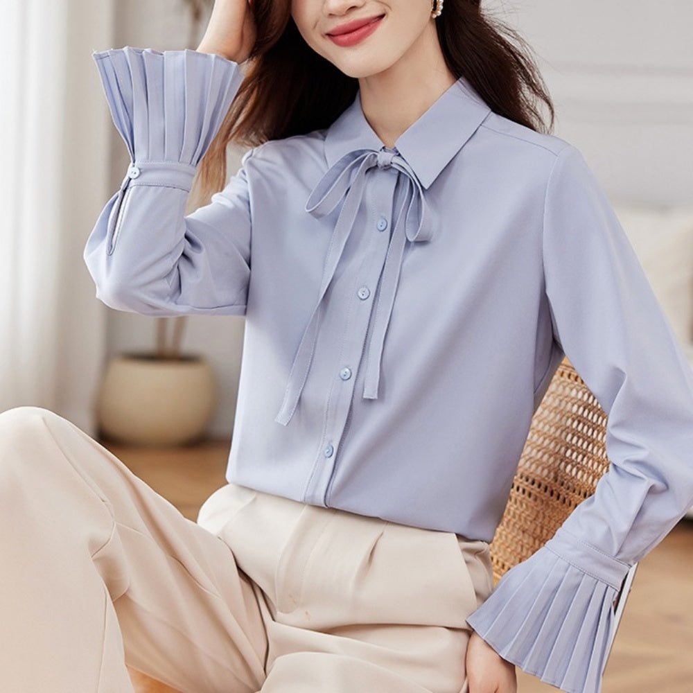 袖フレアリボンブラウス|オフィスカジュアル レディース 通販【ミレジェネ】