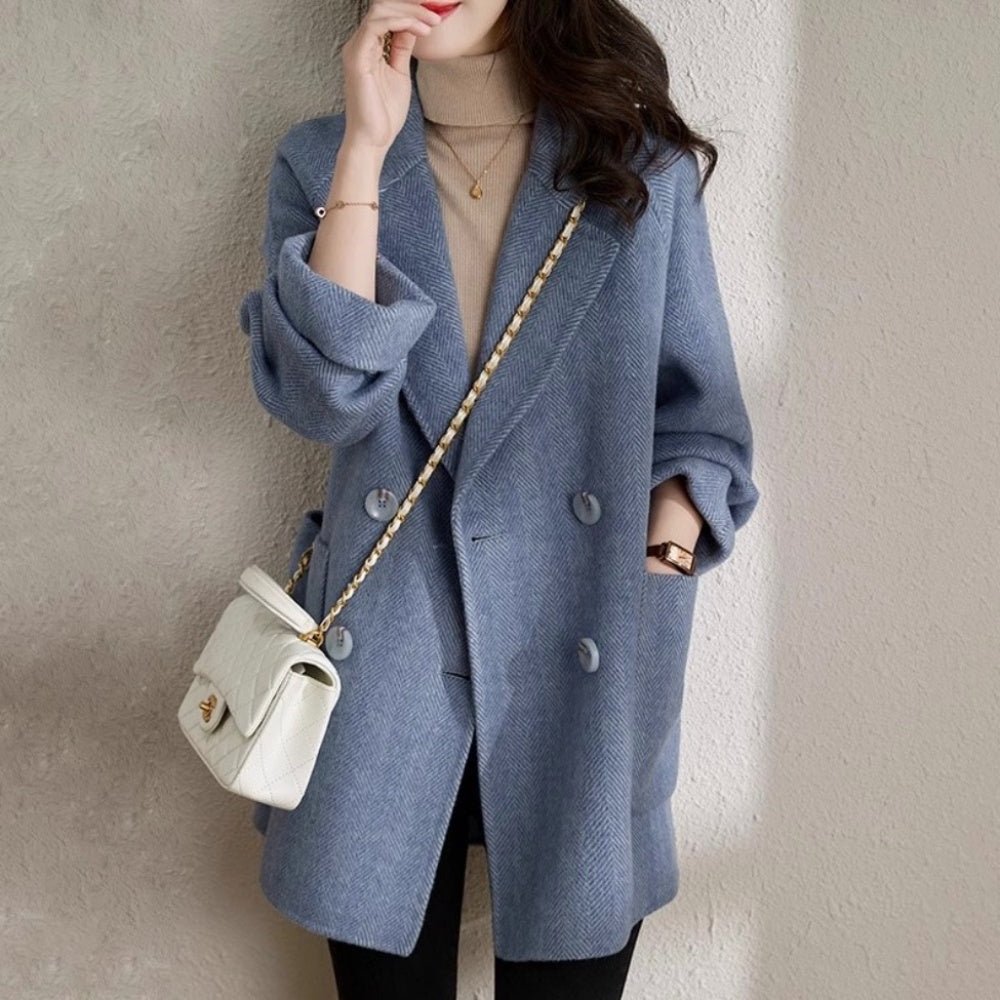 ヘリンボーンダブルブレストコート|オフィスカジュアル レディース 通販 Millennial Generation【ミレジェネ】