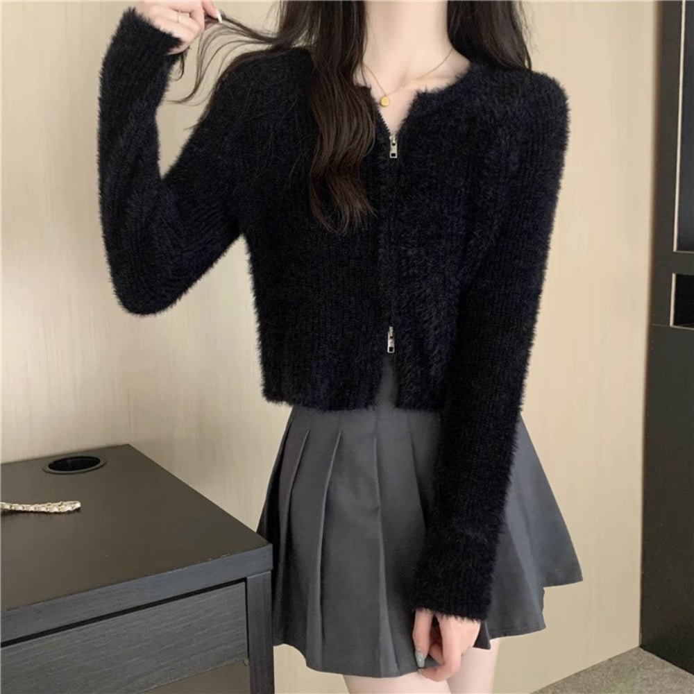 シャギージップアップカーディガン|オフィスカジュアル レディース 通販【ミレジェネ】