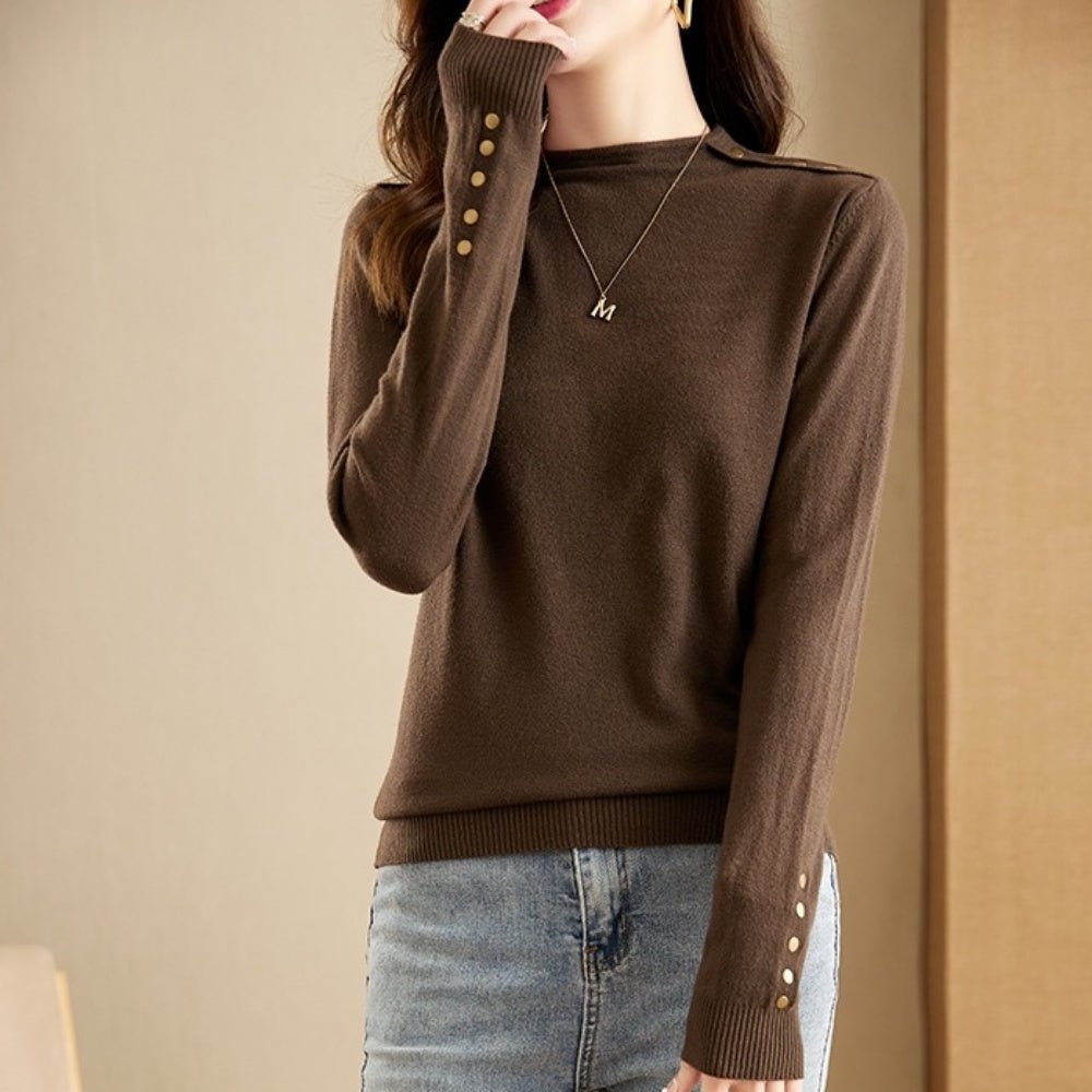 金ボタン付ハイネックセーター|オフィスカジュアル レディース 通販【ミレジェネ】