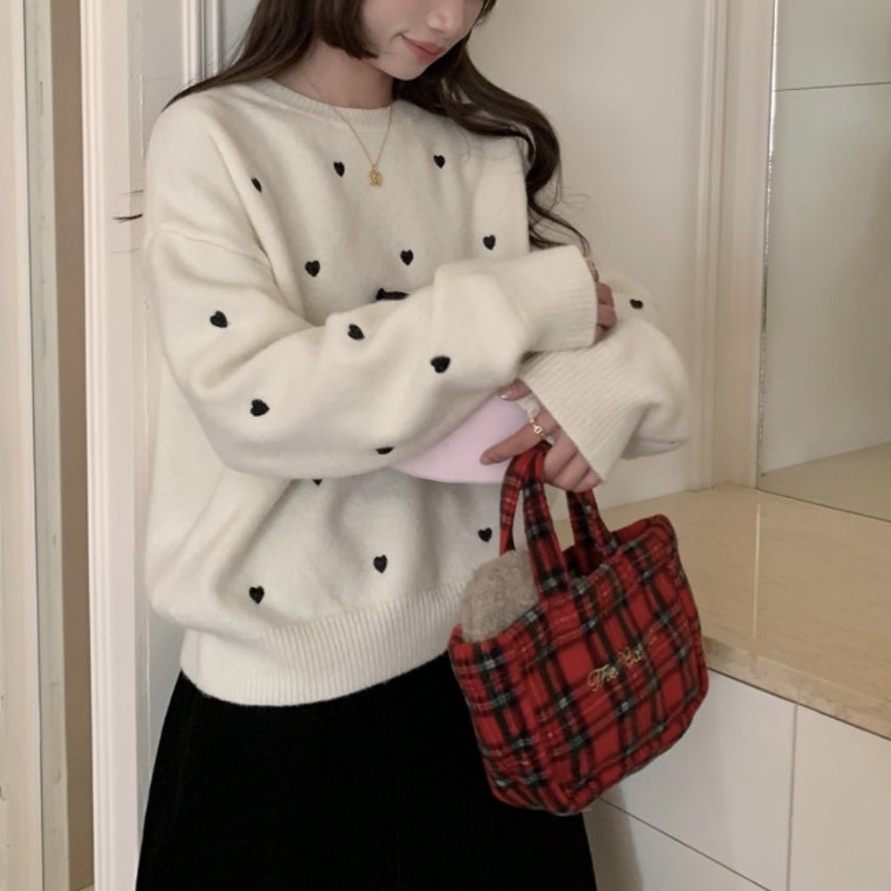 ハートドット刺繍ニットトップス|オフィスカジュアル レディース 通販【ミレジェネ】