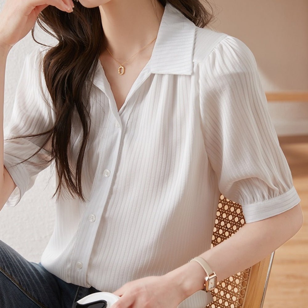 スキッパー襟シフォンブラウス|オフィスカジュアル レディース 通販【ミレジェネ】