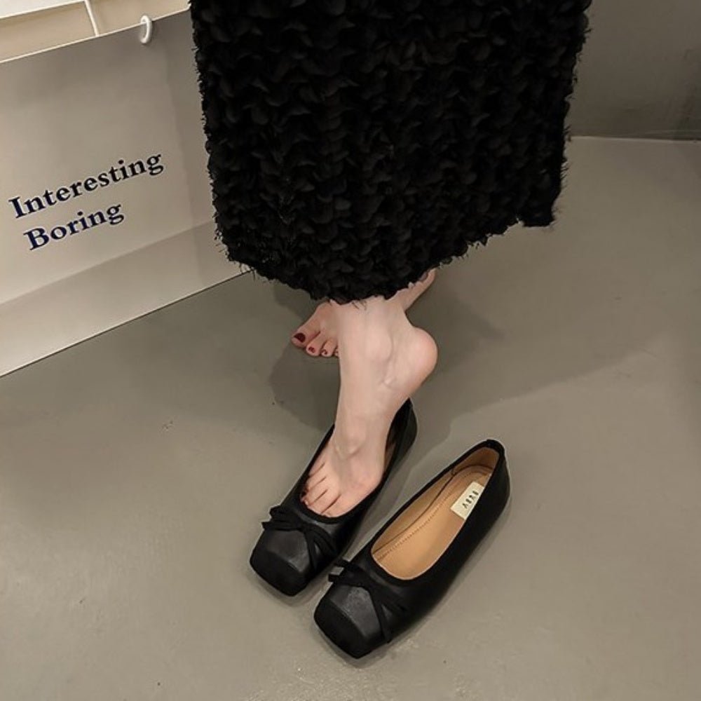 スクエアトゥーリボンパンプス|オフィスカジュアル レディース 通販【ミレジェネ】