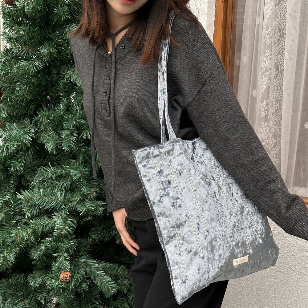 ベロアビーズ縦長トートバッグ|オフィスカジュアル レディース 通販【ミレジェネ】