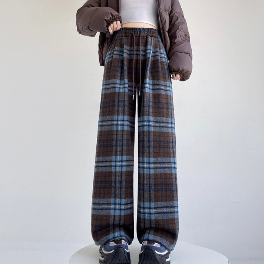 裏ボアチェックストレートパンツ|オフィスカジュアル レディース 通販【ミレジェネ】