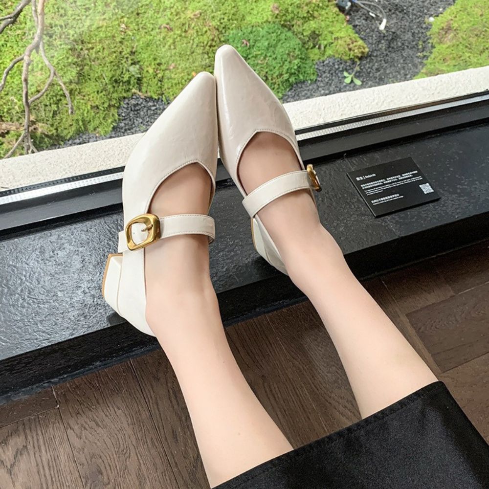 ポインテッドトゥ太ストラップパンプス|オフィスカジュアル レディース 通販【ミレジェネ】