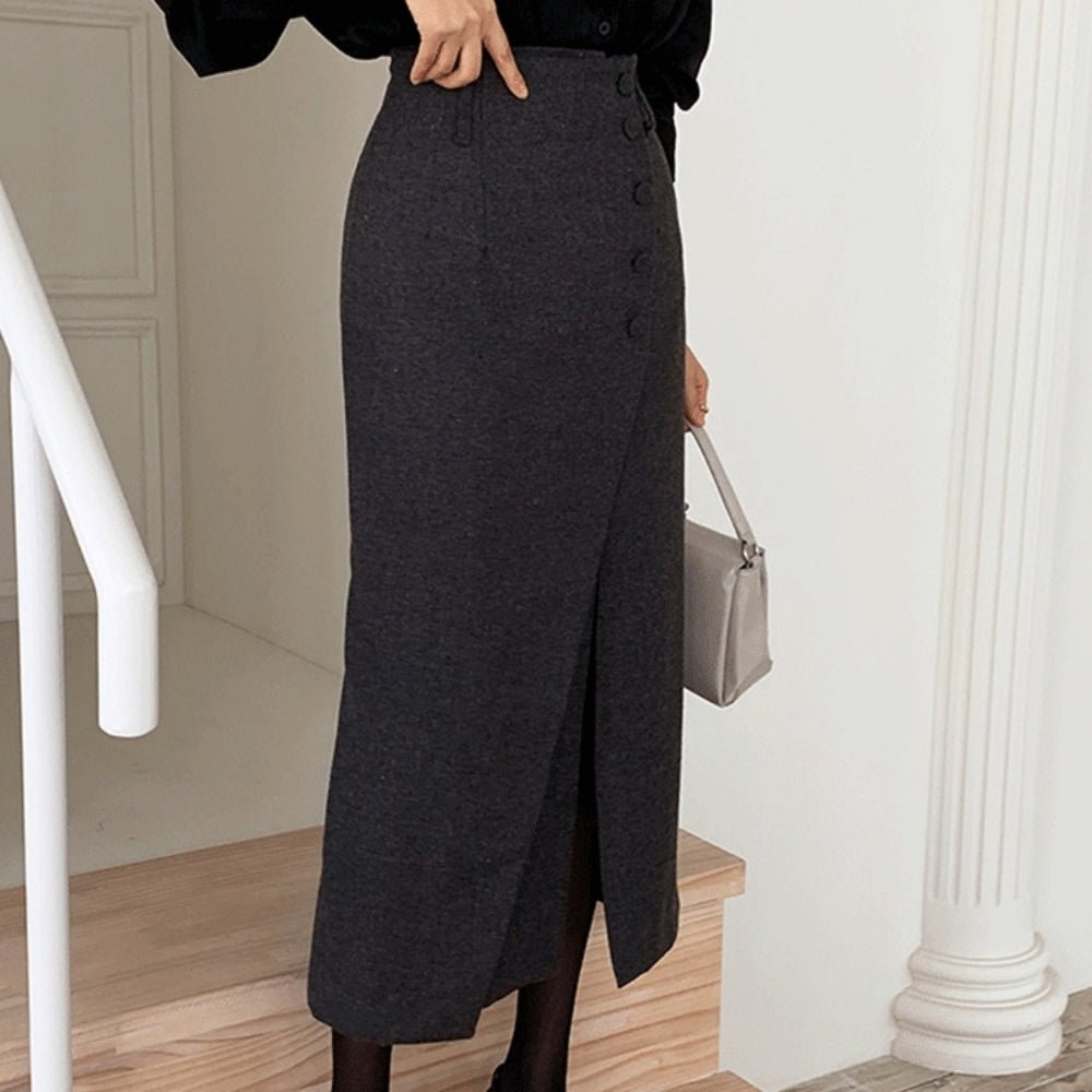 フロントスリットウールスカート|オフィスカジュアル レディース 通販【ミレジェネ】