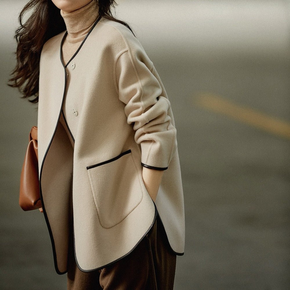 パイピングバイカラーコート|オフィスカジュアル レディース 通販【ミレジェネ】