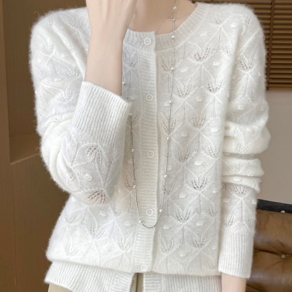 レース調ウールカーディガン|オフィスカジュアル レディース 通販【ミレジェネ】