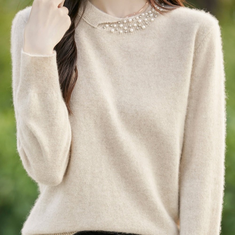 パールビジュー付ニットセーター|オフィスカジュアル レディース 通販【ミレジェネ】