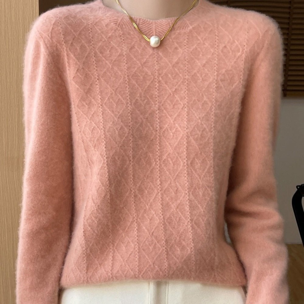 ラウンドネックダイヤ模様ニット|オフィスカジュアル レディース 通販【ミレジェネ】