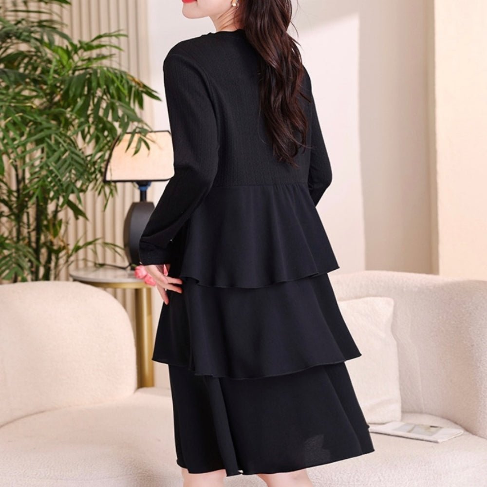 フリル襟ティアードワンピース|オフィスカジュアル レディース 通販【ミレジェネ】