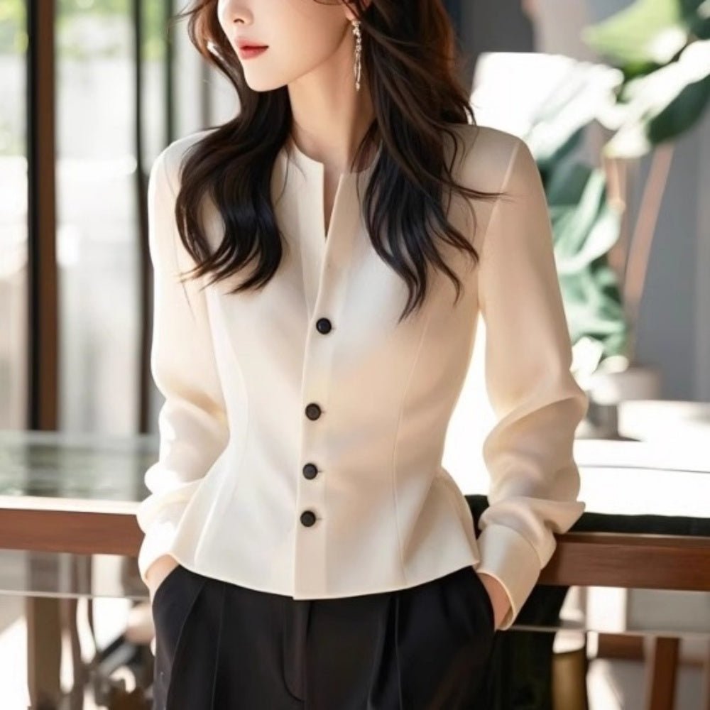 オフィスカジュアル 冬 ウエストシェイプシャツ ブラウス ミレジェネ