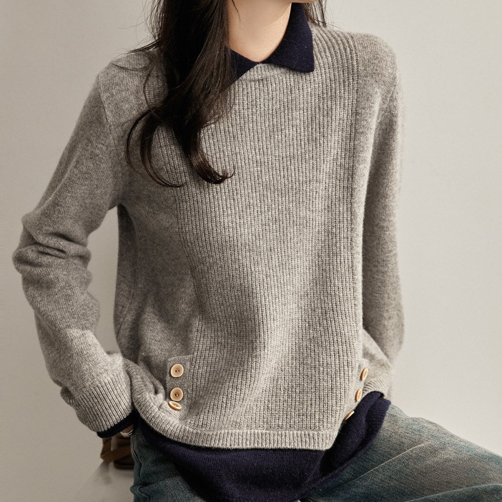 襟付きボタンニット|オフィスカジュアル レディース 通販【ミレジェネ】