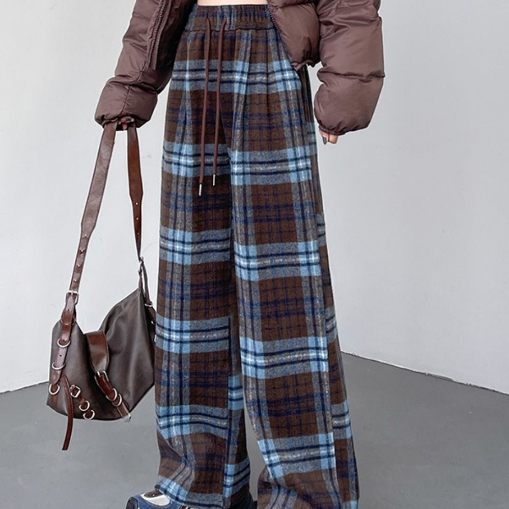 裏ボアチェックストレートパンツ|オフィスカジュアル レディース 通販【ミレジェネ】