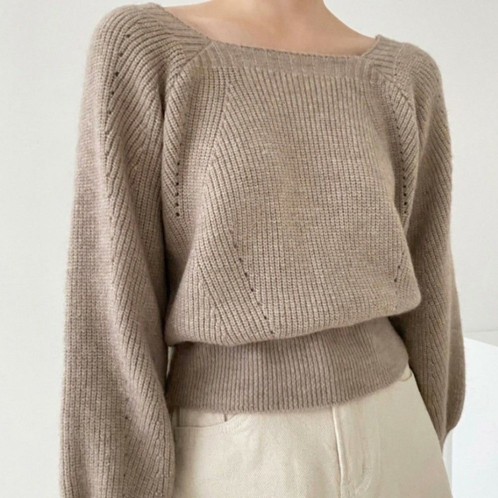 スクエアネックゆったりニットトップス|オフィスカジュアル レディース 通販【ミレジェネ】