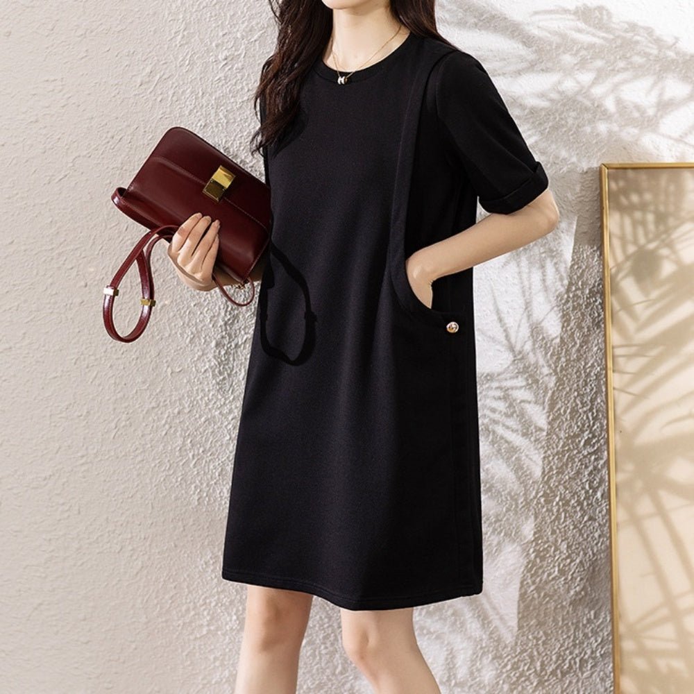ラウンドカラー半袖ワンピース|オフィスカジュアル レディース 通販【ミレジェネ】