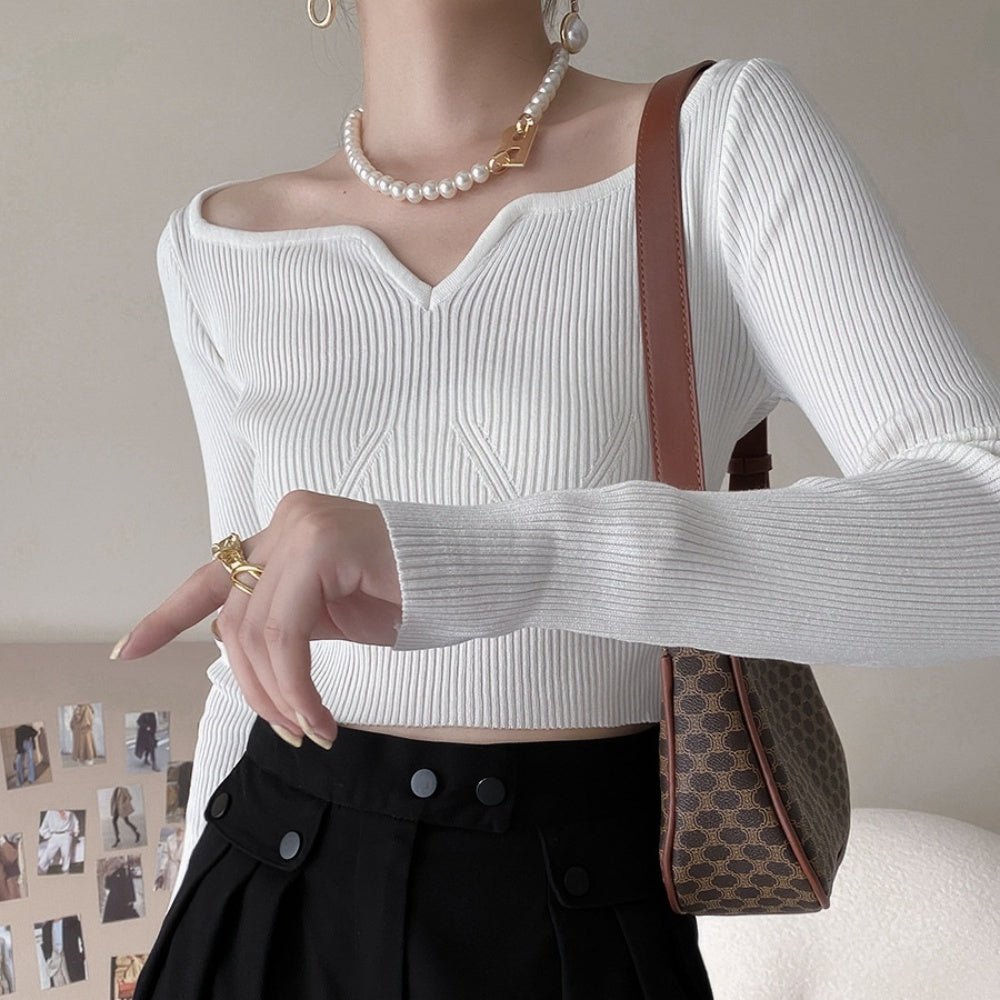 ハートネックリブニット|オフィスカジュアル レディース 通販【ミレジェネ】