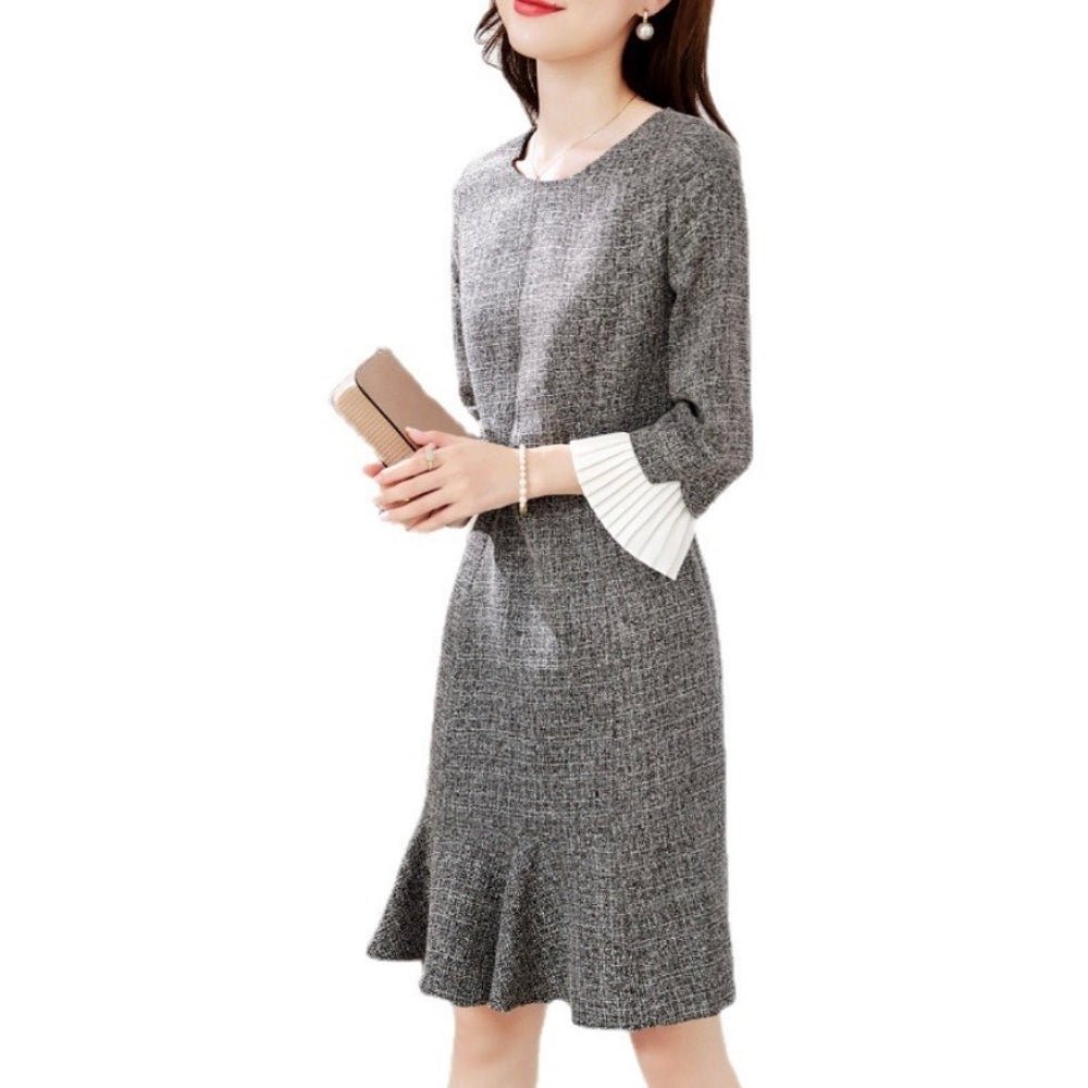 袖プリーツマーメイドワンピース|オフィスカジュアル レディース 通販【ミレジェネ】