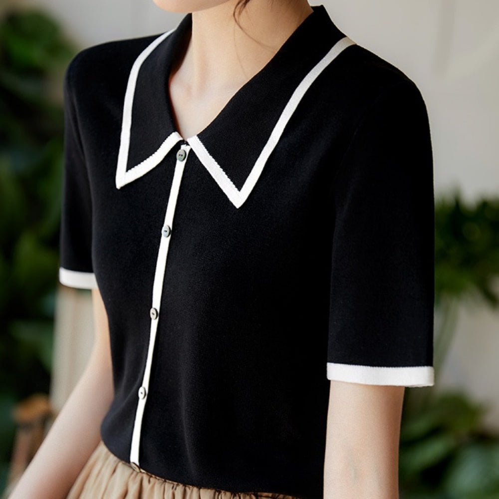バイカラー半袖ニット|オフィスカジュアル レディース 通販【ミレジェネ】