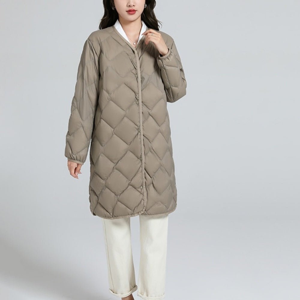 ラウンドネックミドル丈ダウンジャケット|オフィスカジュアル レディース 通販【ミレジェネ】