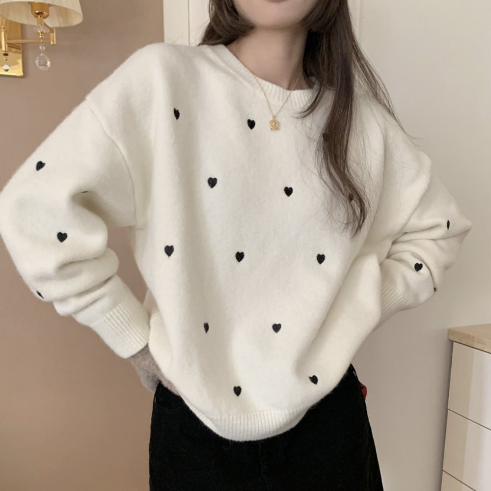 ハートドット刺繍ニットトップス|オフィスカジュアル レディース 通販【ミレジェネ】