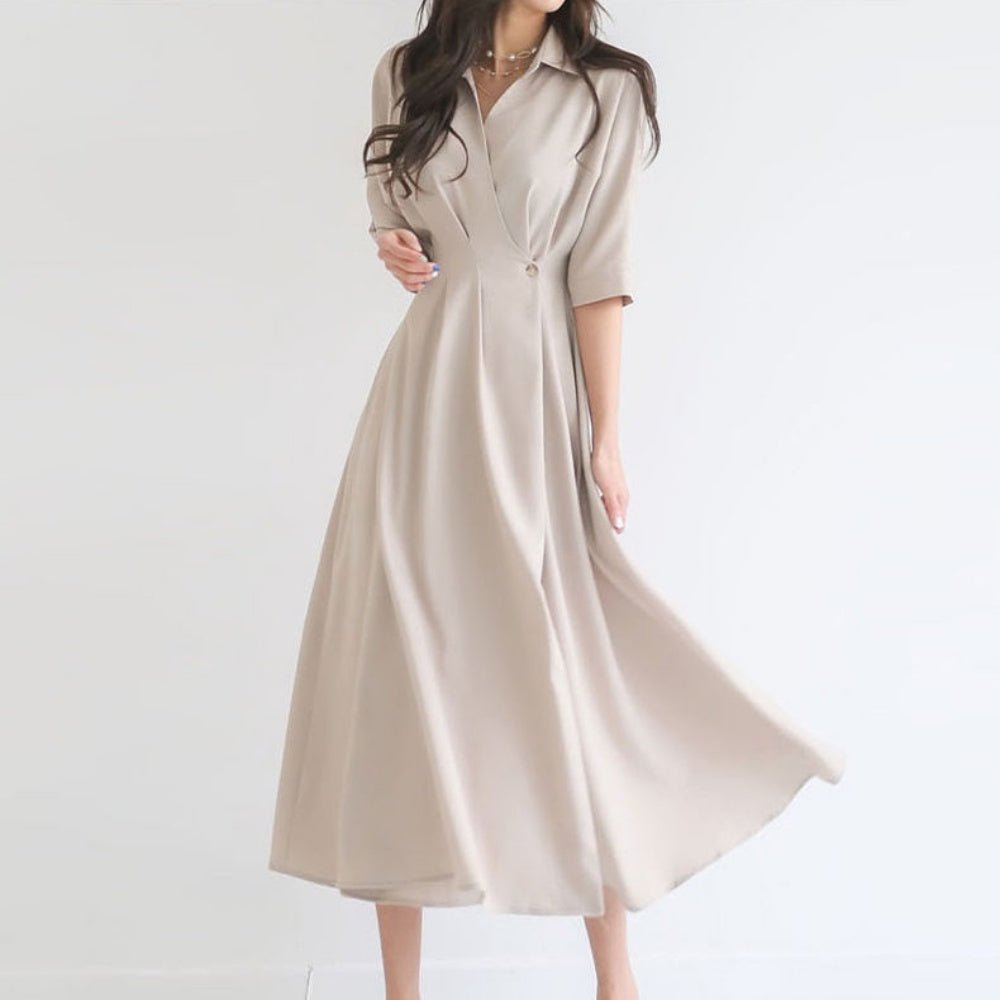 カシュクールハイウエストワンピース|オフィスカジュアル レディース 通販【ミレジェネ】