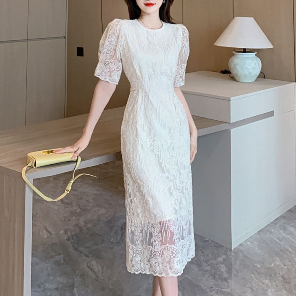 総レースロングワンピース|オフィスカジュアル レディース 通販【ミレジェネ】