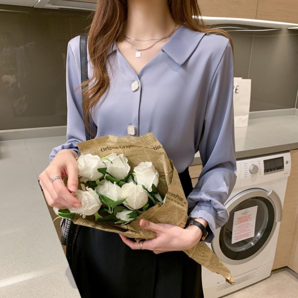 装飾ボタンスキッパーブラウス|オフィスカジュアル レディース 通販 Millennial Generation【ミレジェネ】