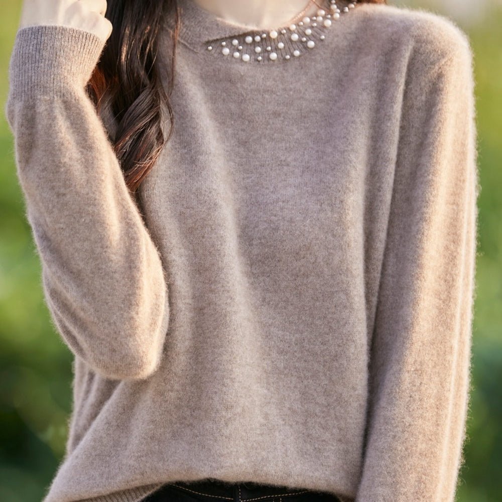 パールビジュー付ニットセーター|オフィスカジュアル レディース 通販【ミレジェネ】