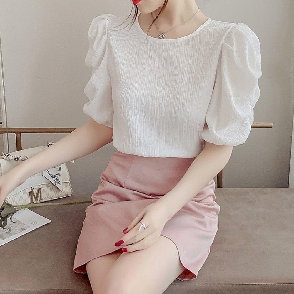 袖コンシャス半袖プルオーバー|オフィスカジュアル レディース 通販【ミレジェネ】