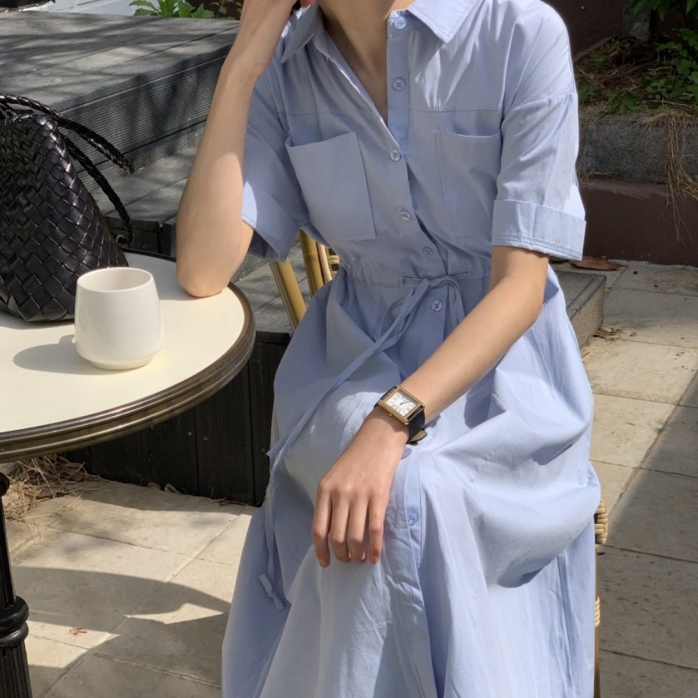 襟付き前ボタン半袖シャツワンピース|オフィスカジュアル レディース 通販 Millennial Generation【ミレジェネ】