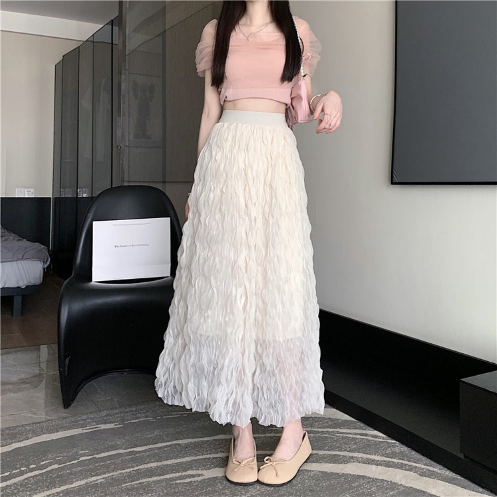 ウェーブプリーツシフォンマキシスカート|オフィスカジュアル レディース 通販【ミレジェネ】