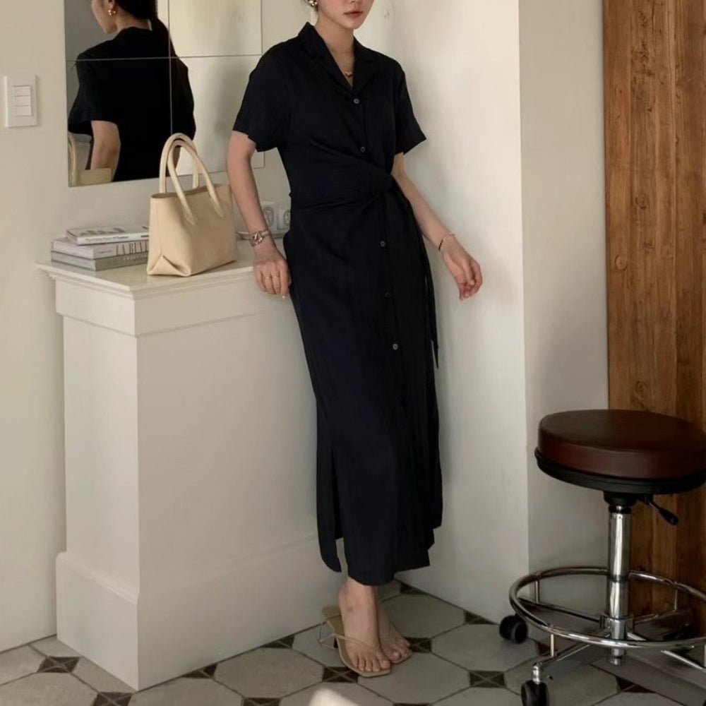 ウエストリボン半袖タイトシャツワンピース|オフィスカジュアル レディース 通販【ミレジェネ】