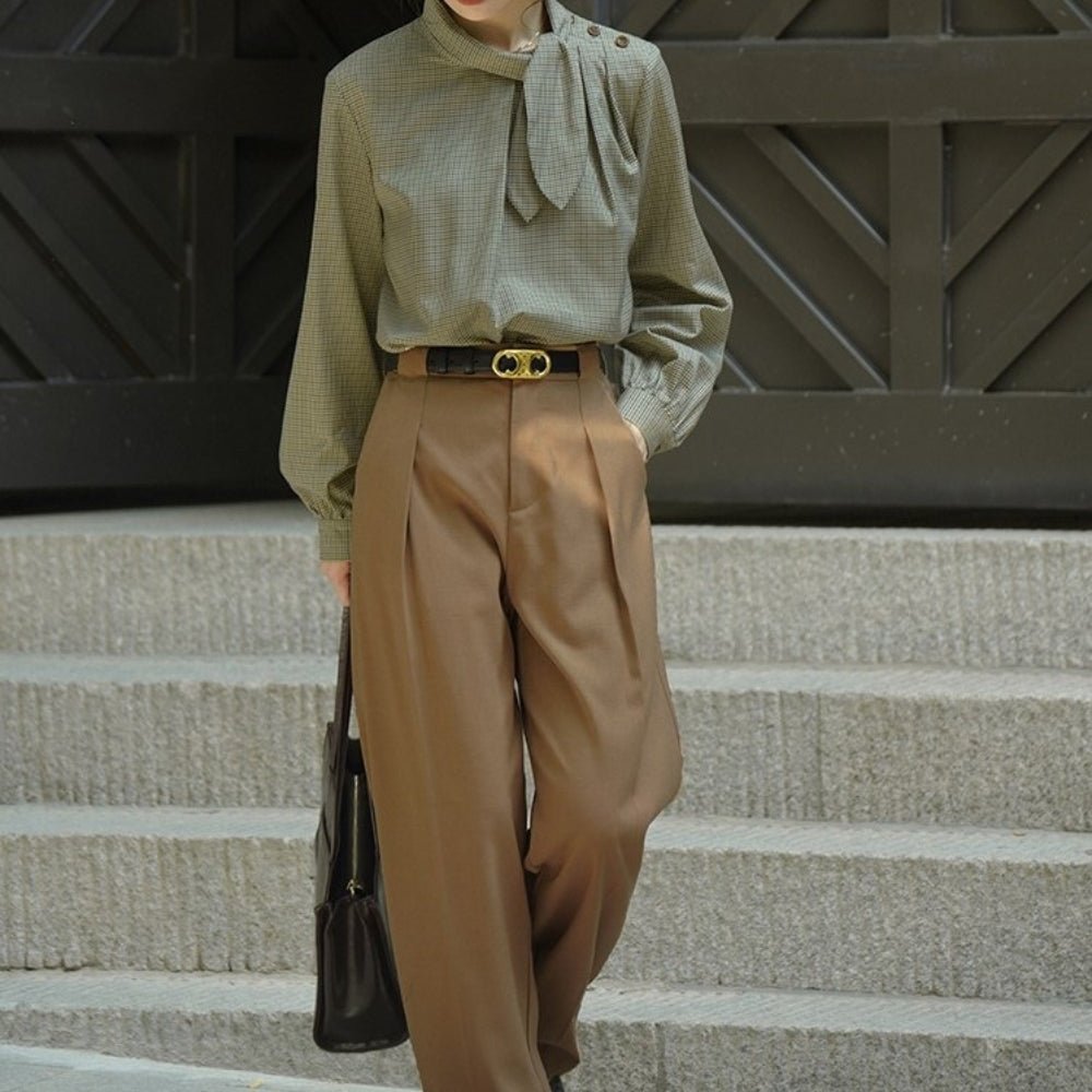 スカーフタイチェックブラウス|オフィスカジュアル レディース 通販【ミレジェネ】