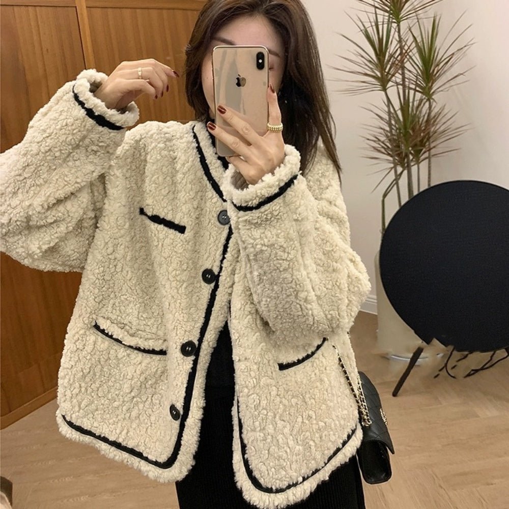 バイカラーボアアウター|オフィスカジュアル レディース 通販【ミレジェネ】